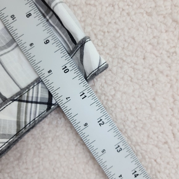 BKE Athletic Fit Short Sleeve Plaid Button Up Shirt White Black Mens 2XL - Picture 7 of 8